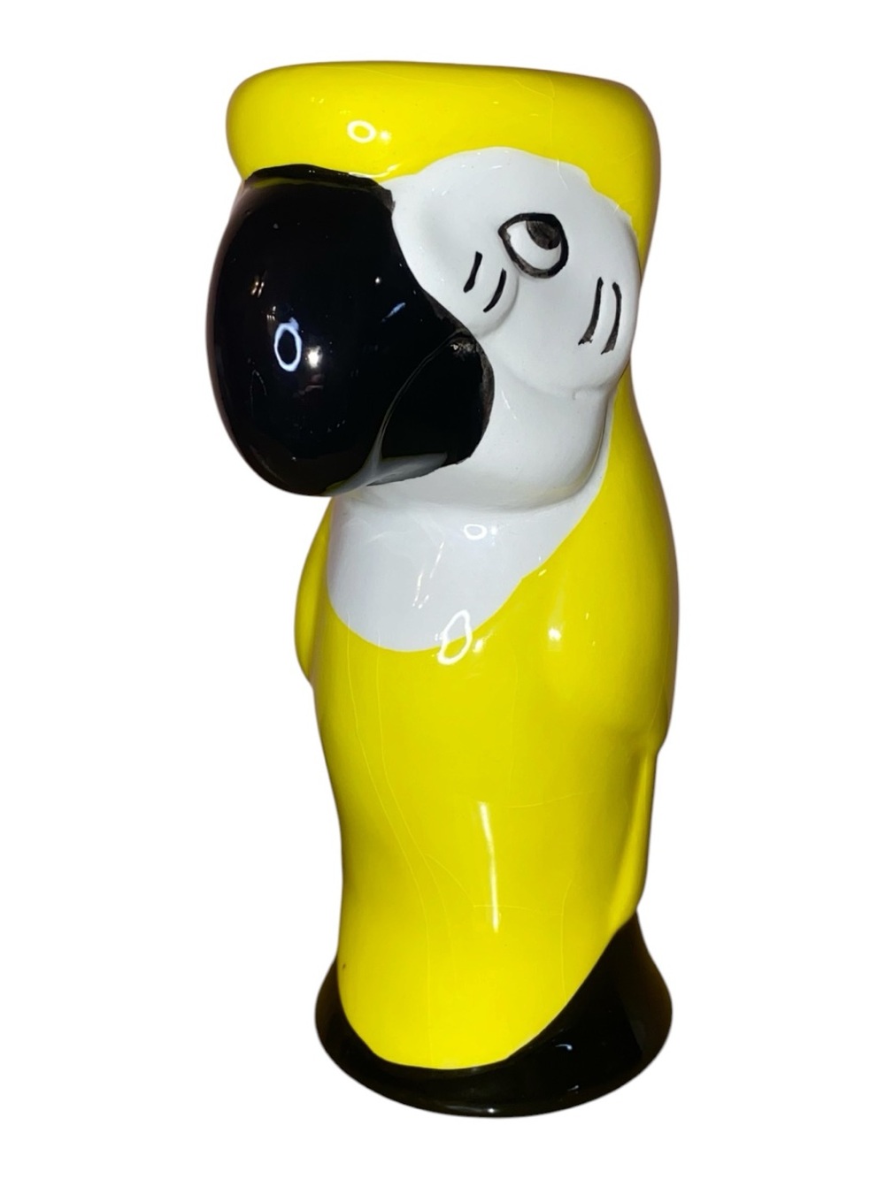PARTY PARROT MACAW Porcelain Tiki Mug Vase Cocktail Glass Hawaiian Yellow 8”